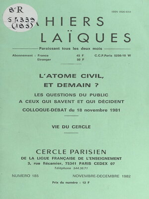 cover image of L'atome civil, et demain ?